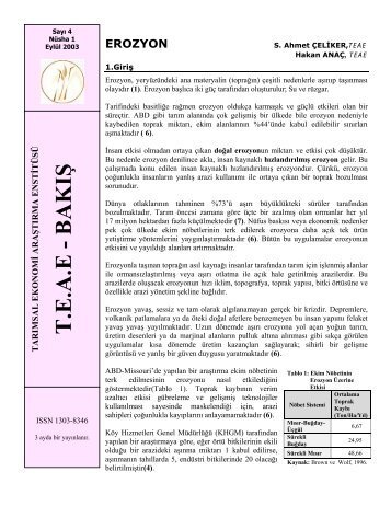 erozyon - Tarımsal Ekonomik Araştırma Enstitüsü