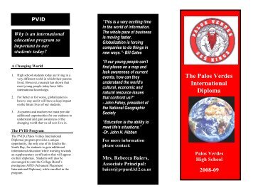 The Palos Verdes International Diploma - Palos Verdes High School