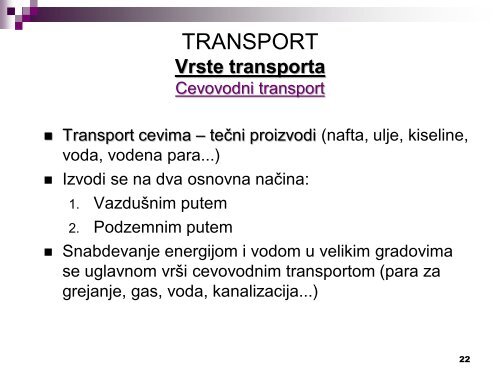 Predavanja VI deo: TRANSPORT