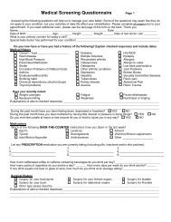 Medical Screening Questionnaire - Tina L Baum, Physical Therapist