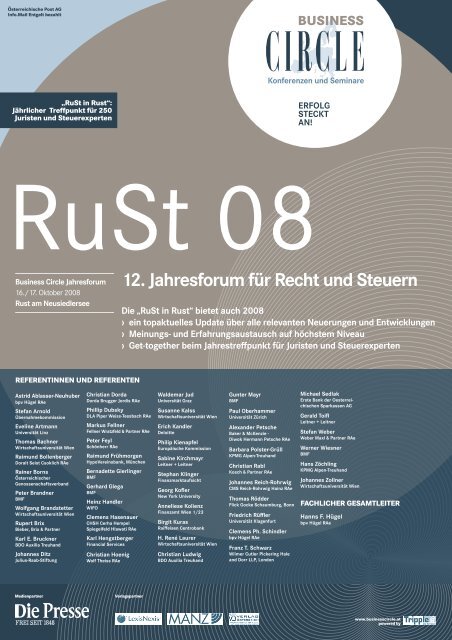 12. Jahresforum fÃ¼r Recht und Steuern - bpv HÃ¼gel RechtsanwÃ¤lte