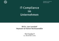 IT-Compliance im Unternehmen - Heymann & Partner, RechtsanwÃ¤lte
