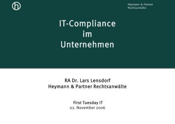 IT-Compliance im Unternehmen - Heymann & Partner, RechtsanwÃ¤lte