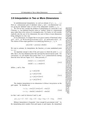 3.6 Interpolation in Two or More Dimensions