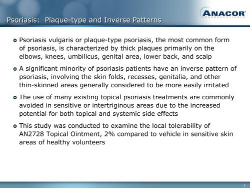 Local Tolerability of AN2728 Topical Ointment, 2% in ... - Anacor