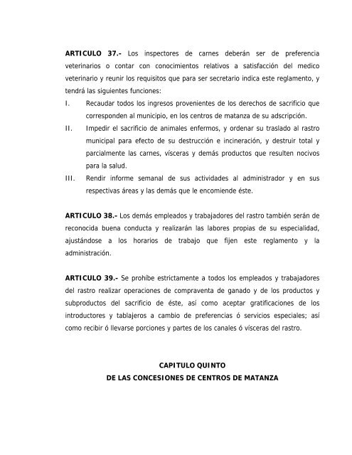 Reglamento de Rastro en el Municipio de Carmen - H ...