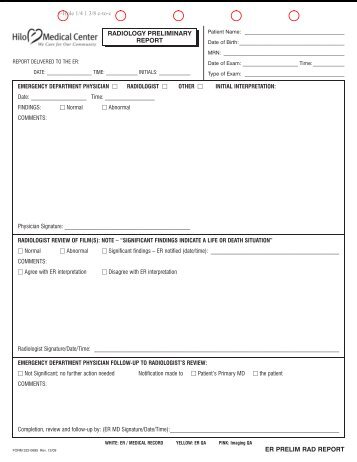 322-0695 RADIOLOGY PRELIMINARY REPORT rev 12-09