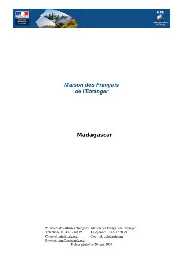 Les Dossiers Pays de la MFE: Madagascar - ESC Rennes Alumni