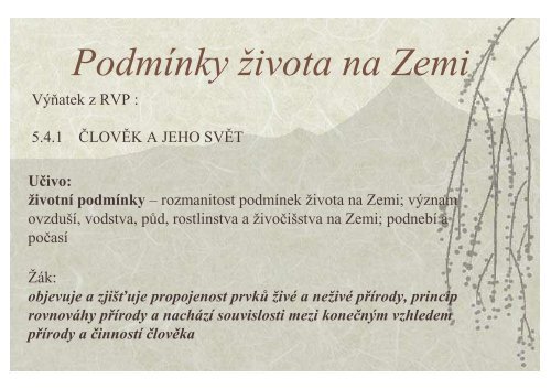 Podmínky života na Zemi - eAMOS