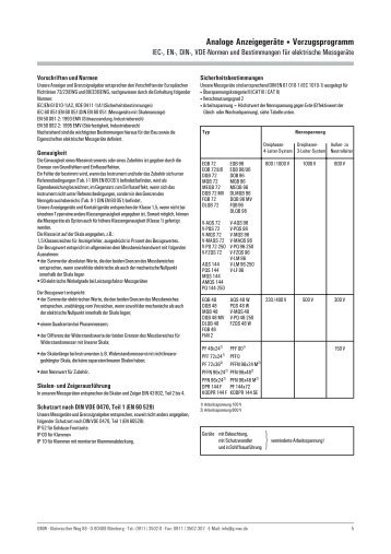 Analoge AnzeigegerÃ¤te â¢ Vorzugsprogramm - GMW