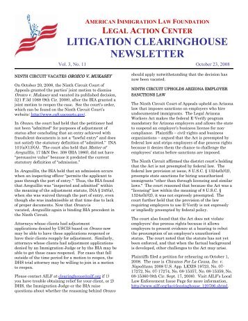 litigation clearinghouse newsletter - American Immigration Council