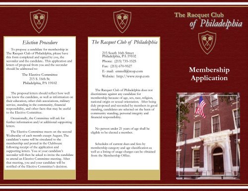 Membership Application - The Racquet Club of Philadelphia