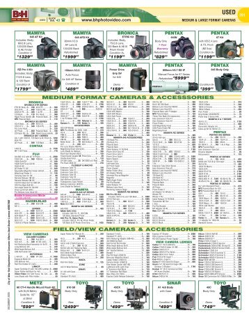 medium format cameras & accesssories field ... - B&H Photo Video