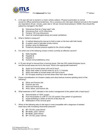 ITLS Advanced Pre-Test 7th Edition - Enrollware