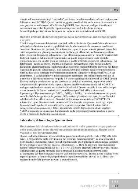 Rapporto annuale 2007 - Istituto di Ricerche Farmacologiche Mario ...