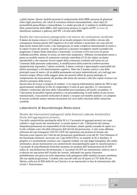 Rapporto annuale 2007 - Istituto di Ricerche Farmacologiche Mario ...