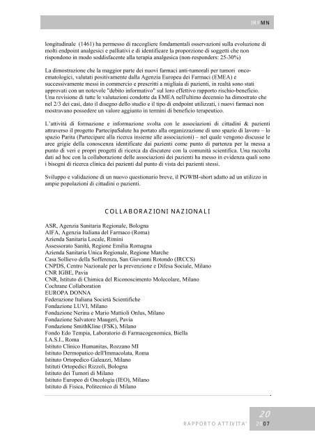 Rapporto annuale 2007 - Istituto di Ricerche Farmacologiche Mario ...