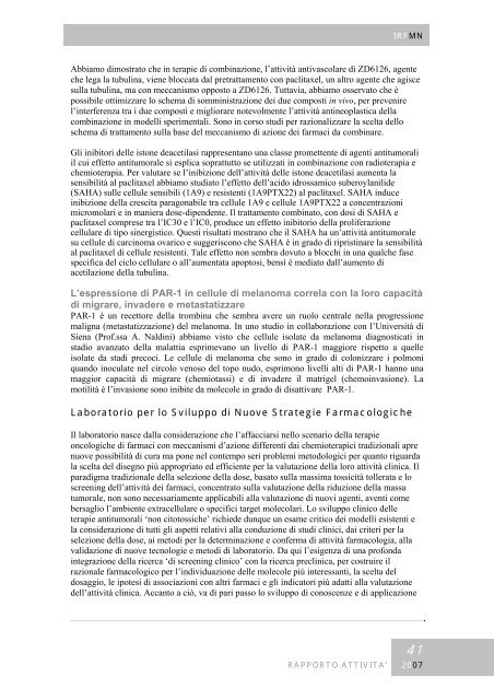 Rapporto annuale 2007 - Istituto di Ricerche Farmacologiche Mario ...