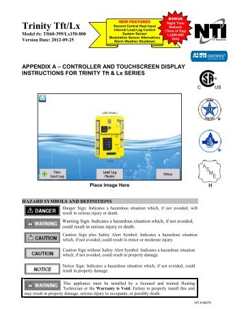 Tft Appendix A - Controller and Touchscreen Display - NY Thermal Inc.