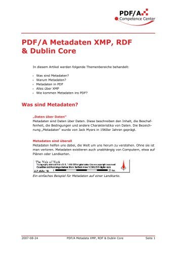 PDF/A Metadata XMP, RDF & Dublin Core