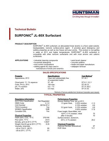 SURFONIC JL-80X Surfactant - Conservation Support Systems