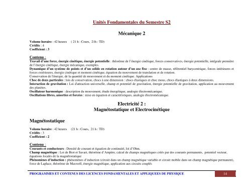 LICENCE FONDAMENTALE DE PHYSIQUE