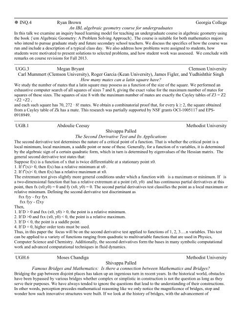 Presentation Abstracts - MAA Sections