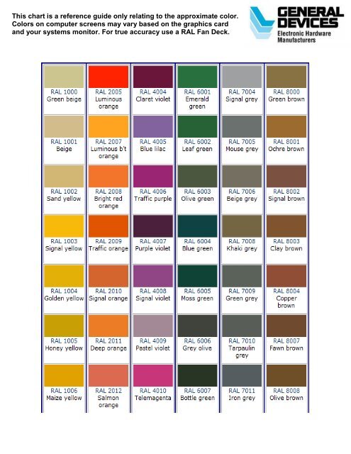 Luminous Colours Chart