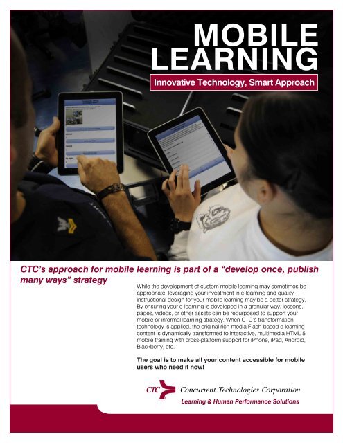 Mobile Learning PDF - CTC Bremerton Instructional Technology