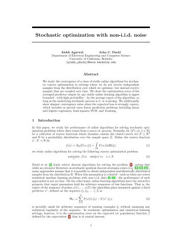 Stochastic optimization with non-iid noise - Optimization for Machine ...