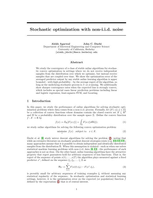 Stochastic optimization with non-iid noise - Optimization for Machine ...