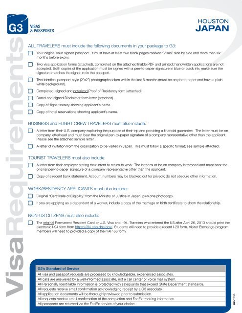 Japan - G3 Visas & Passports