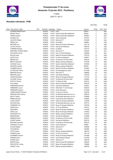 POM - FÃ©dÃ©ration FranÃ§aise d'AthlÃ©tisme