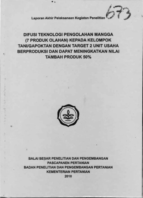 difusi teknologi pengolahan mangga (7 produk olahan ... - KM Ristek