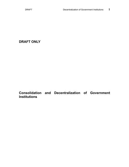 Consolidation and Decentralization of Government ... - Somali - JNA