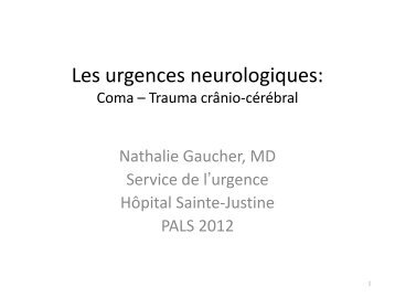 Les urgences neurologiques - CHU Sainte-Justine - SAAC