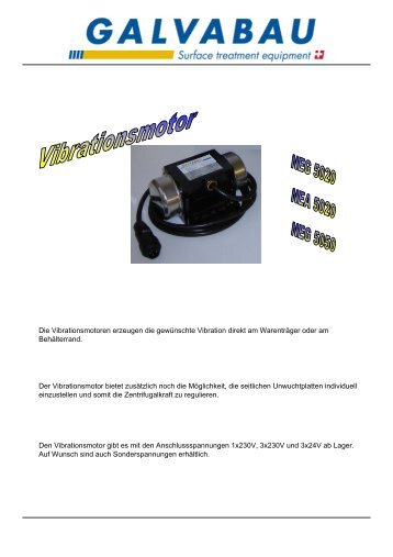 Vibrationsmotor Typ NEG 5020 / NEA 5020 / NEG ... - GALVABAU AG