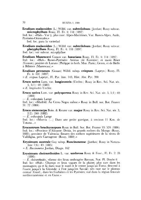 GEORGES ROUY ( 1851 - 1924 ) SU OBRA BOTÃNICA EN ESPAÃA