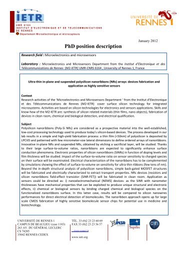 PhD position description - IETR