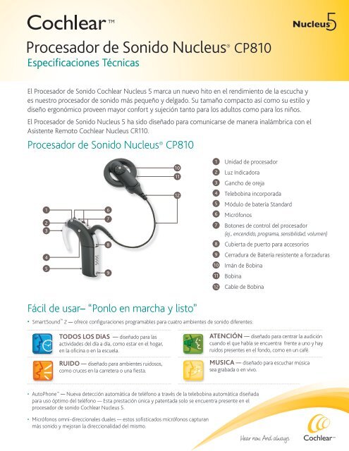 Procesador de Sonido Nucleus® CP810 - Cochlear