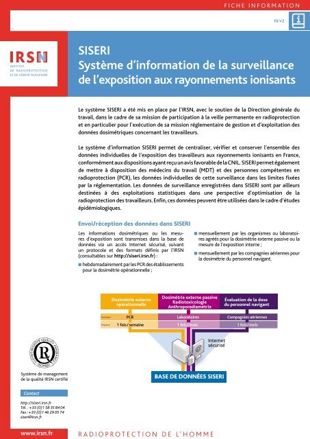 Fiche d'information SISERI - siseri - IRSN