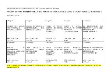 DI LETTERE E FILOSOFIA dell'UniversitÃ  degli Studi di Foggia