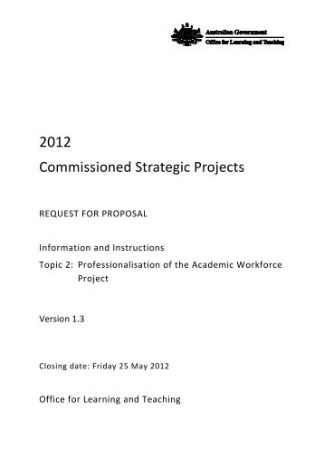 Commissioned Strategic Projects - Office for Learning and Teaching