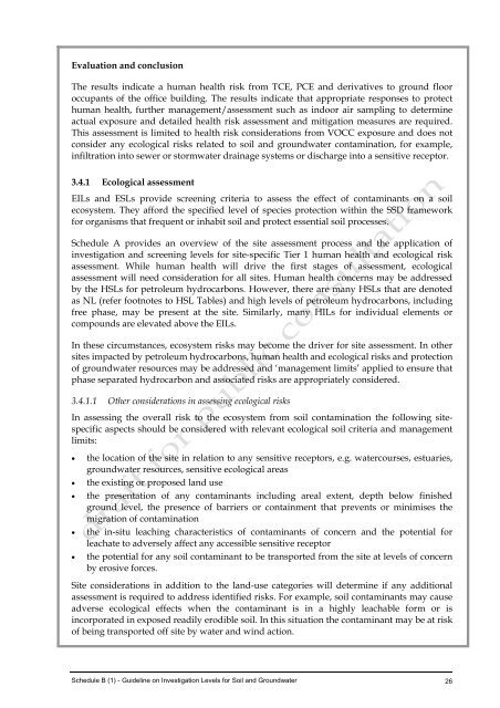 Schedule B1: Guideline on investigation levels for soil & groundwater