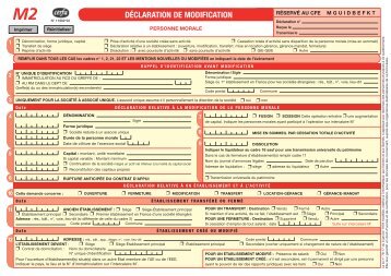 DÃ©claration de modification d'une entreprise