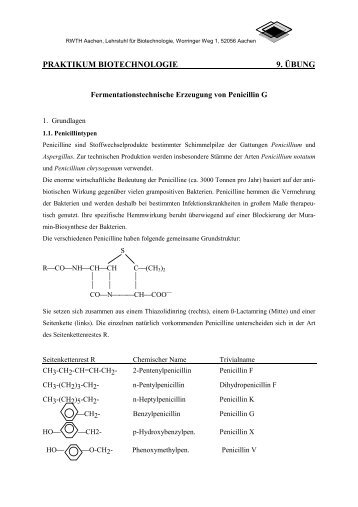 09 Penicilin - Institut für Biotechnologie der RWTH