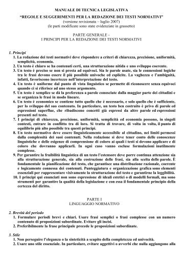 MANUALE DI TECNICA LEGISLATIVA - Parlamenti Regionali