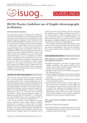 use of Doppler ultrasonography in obstetrics - isuog