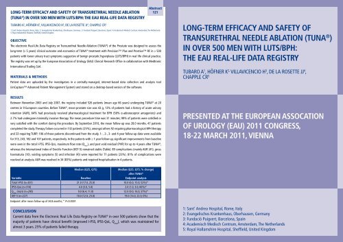 long-term efficacy and safety of transurethral needle ablation (tunaÂ®)