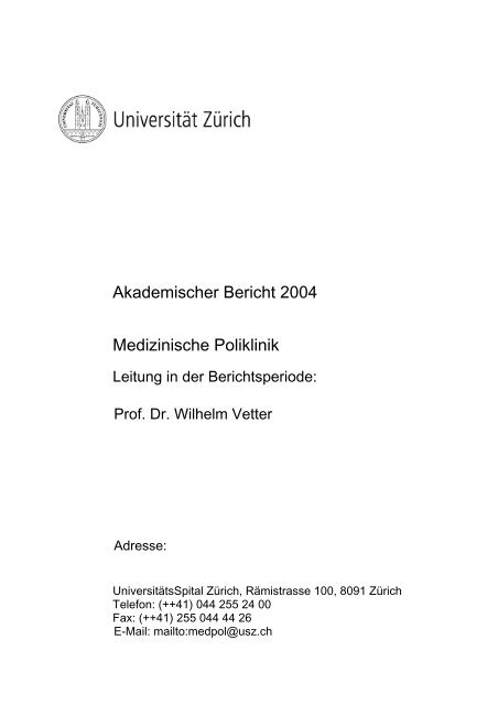 Akademischer Bericht 2004 Medizinische Poliklinik